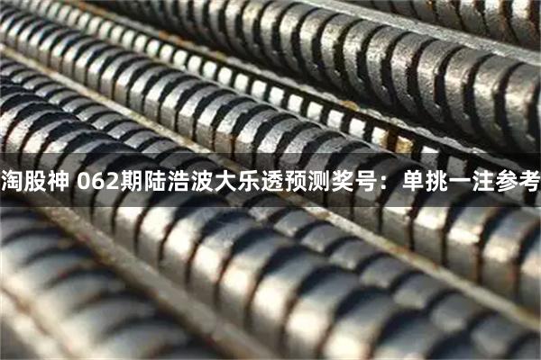 淘股神 062期陆浩波大乐透预测奖号：单挑一注参考