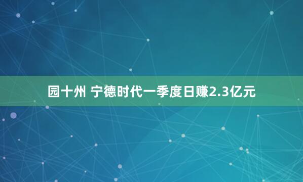 园十州 宁德时代一季度日赚2.3亿元