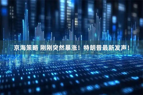京海策略 刚刚突然暴涨！特朗普最新发声！