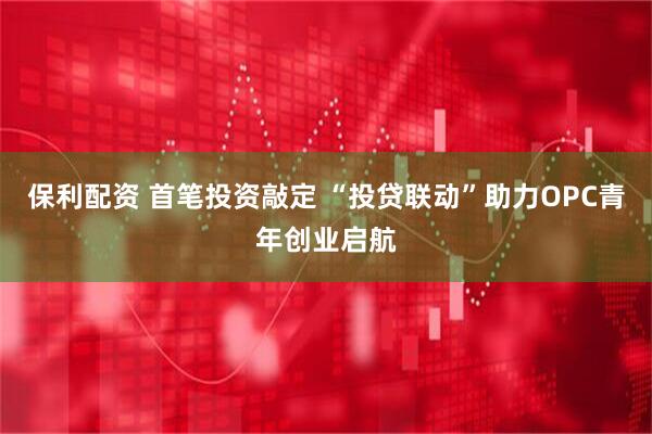 保利配资 首笔投资敲定 “投贷联动”助力OPC青年创业启航