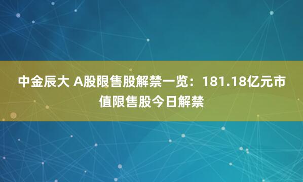 中金辰大 A股限售股解禁一览：181.18亿元市值限售股今日解禁
